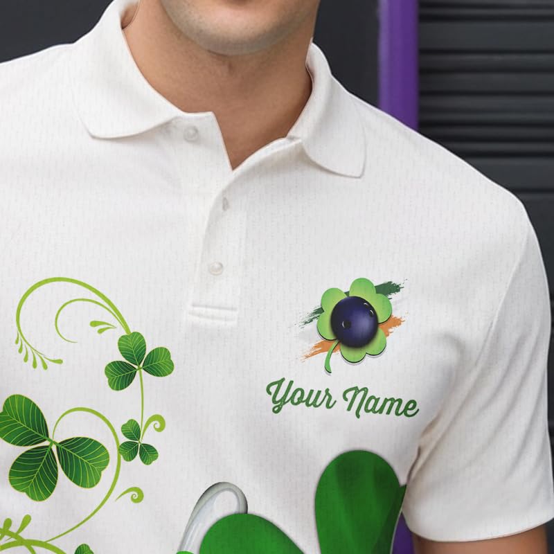 ChipteeAmz Green Shamrock Lucky Men and Women Bowling Shirt Custom St Patrick Day Team League Bowling Jersey (US, Alpha, Small, 5X-Large, Regular, Regular, Short Sleeve Polo Shirt)