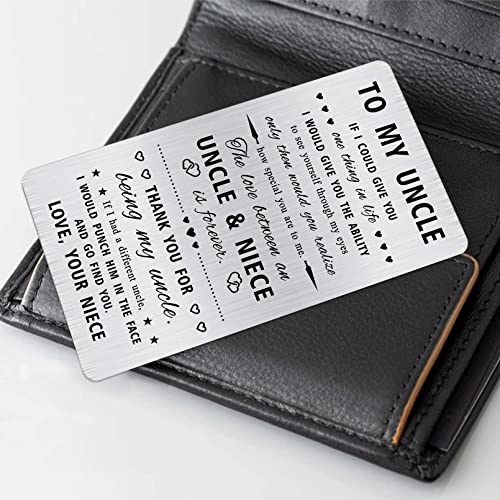 Alotozo Laser Engraved Stainless Steel Card for Uncle - Father's Day Gifts from Niece to Uncle - Uncle Niece Gift, Credit Card Size Keepsake4