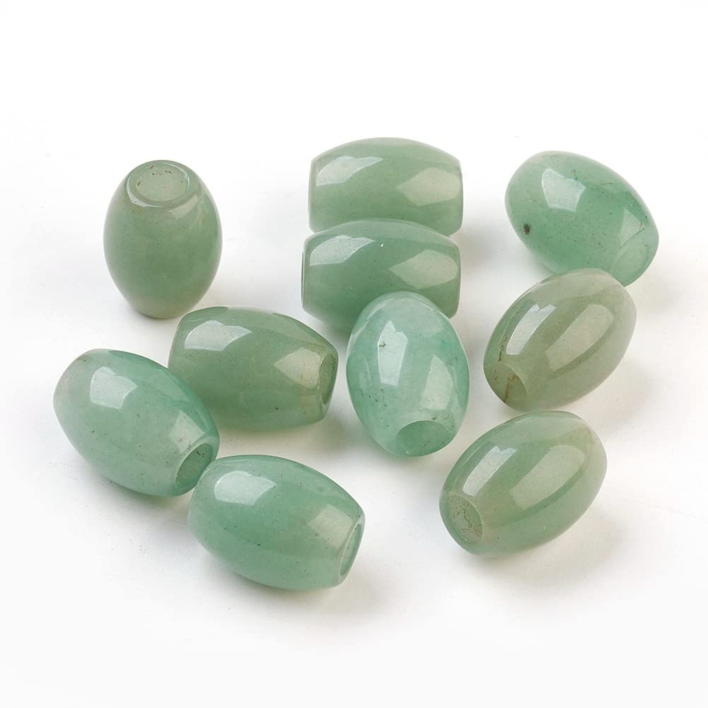 PandaHall 20pcs Large Hole Gemstone European Beads Barrel Natural Green Aventurine Stone Beads Chakra Healing Spacer Loose Beads for European Charm Bracelet, Hole: 4.5~5mm — image 1