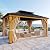 DWVO 13X15FT Gazebo Wood Outdoor Wooden Frame Double Roof Hardtop Galvanized Steel Top Canopy w/Curtain and Netting, Patio Heavy Duty for Deck, Backyard, Beige Yellow