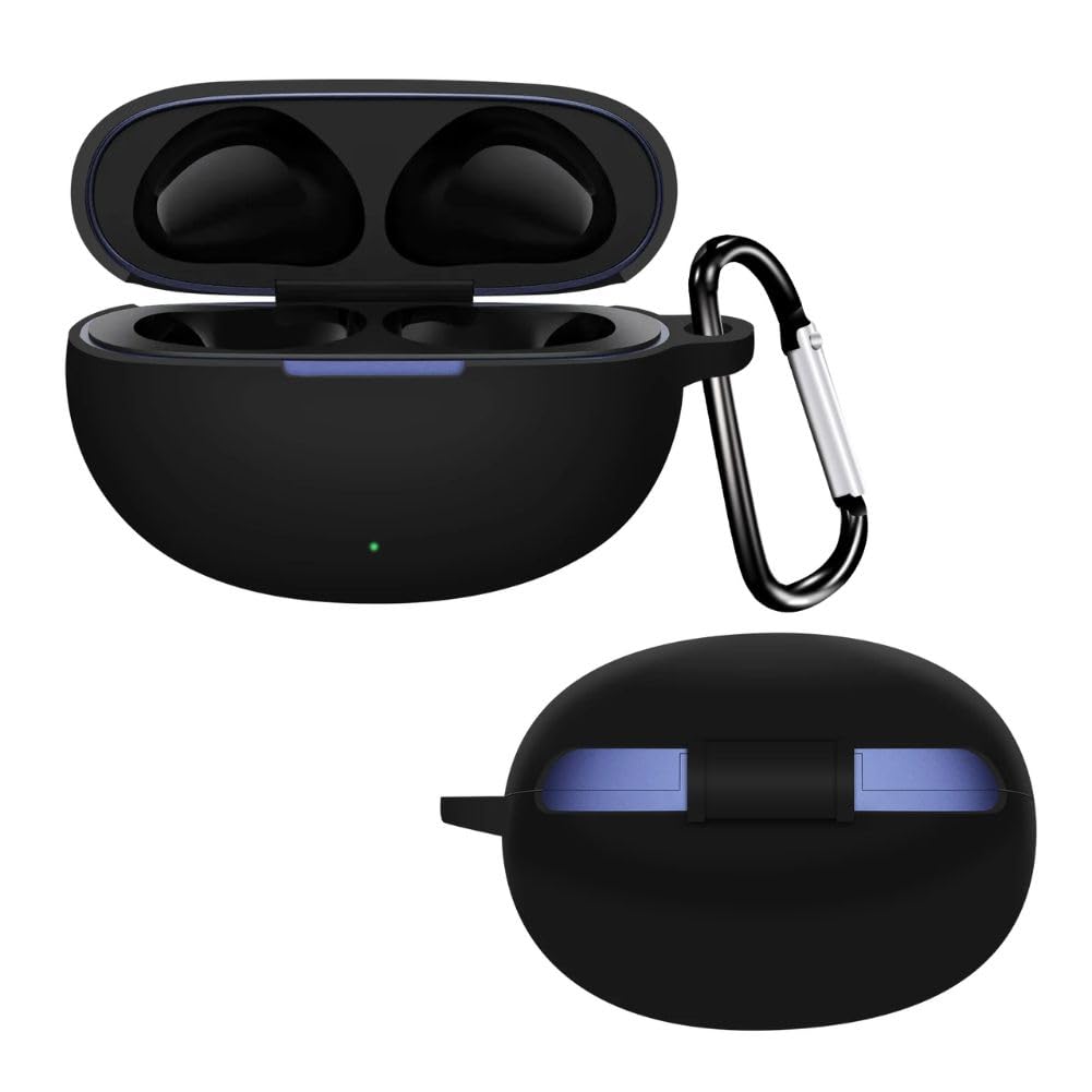 Printme Compatible for Realme Buds T110, Case Cover Silicone, Soft Shockproof Protective Cover with Metal Keychain [Earbuds Not Included] (Black)-image-20