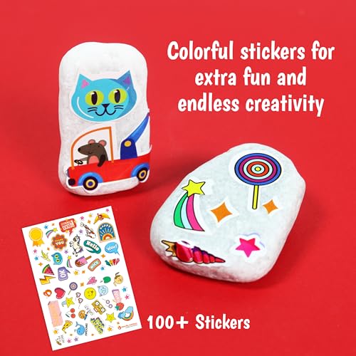 Image of Butterfly EduFields Rock Painting Kit (Pack of 6)| Birthday Return Gifts for Kids | DIY Art & Craft Kit Supplies for Boys & Girls Ages 4 5 6 7 8 9 10 Years | Rocks, Paints, Brushes, Stickers