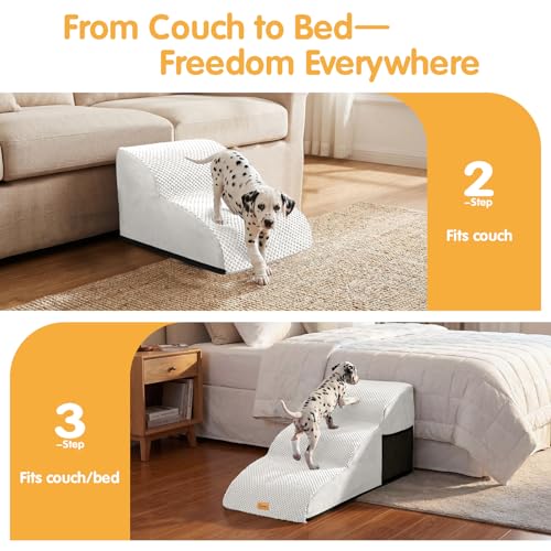 Image of Topmart High Density Extended Foam Dog Ramp&Steps 2 Tiers,11.8 inch High | Non-Slip Dog Stairs,Soft Foam Pet Ladder with Removable Cover,Best for Injured,Older Cats,Pets with Joint Pain