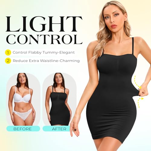 Image of Strapless Shapewear Slips for Tummy Control Women's Full Slip Under Dresses Body Shaper Seamless