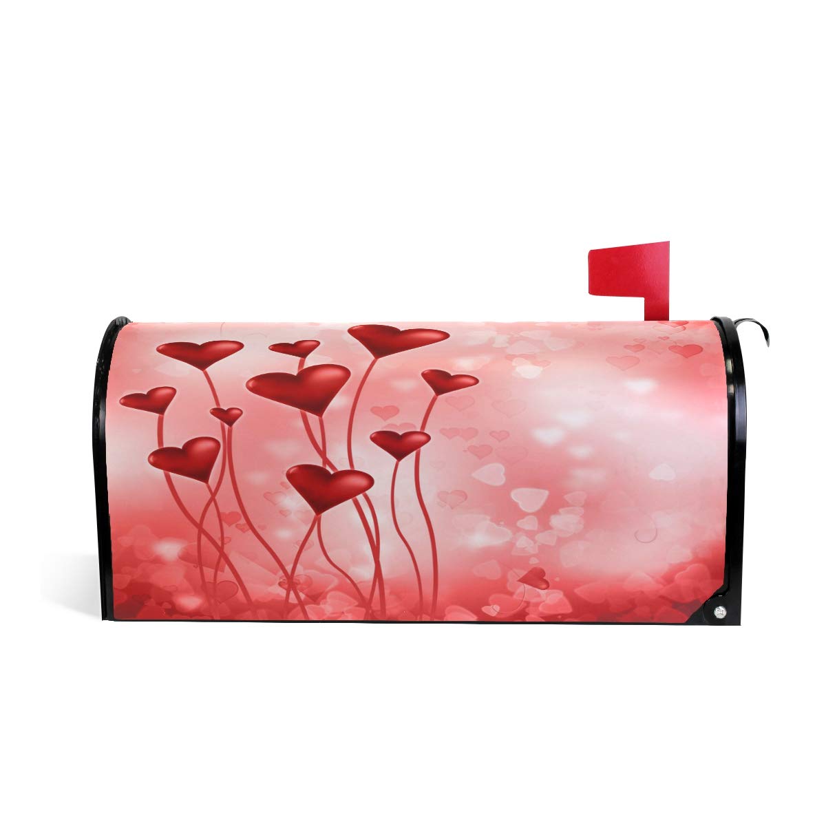 WOOR Valentine's Day Pink Hearts Magnetic Mailbox Cover Oversized for Garden Yard Outdoor Decorations-25.5