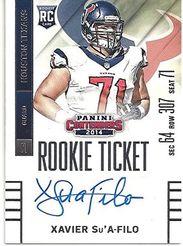 XAVIER SU'A-FILO AUTOGRAPHED "SEASON TICKET" SHORT PRINT FOOTBALL CARD - 2016 PANINI CONTENDERS DRAFT PICKS FOOTBALL CARD #186 (HOUSTON TEXANS) FREE SHIPPING & TRACKING