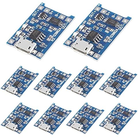 AOICRIE 10Pcs TP4056 Charging Module Battery Charging Board with Battery Protection 18650 BMS 5V Micro USB 1A 186 50 Charge Module (10pcs) Cover