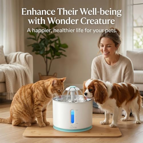 Fuente de agua automática para gatos 2.4L con tapa acero miniatura 7