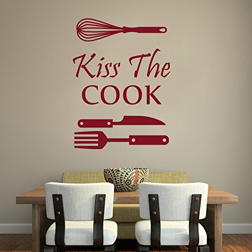 DECOR Kafe Home Decor Kiss The Cook Wall Sticker, Wall Sticker for Bedroom, Wall Art, Wall Poster (PVC Vinyl, 30 X 40 cm)