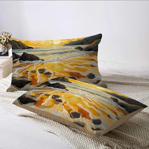 Housse de couette 2 personnes en microfibre douce et infroissable Sunset Beach - 6