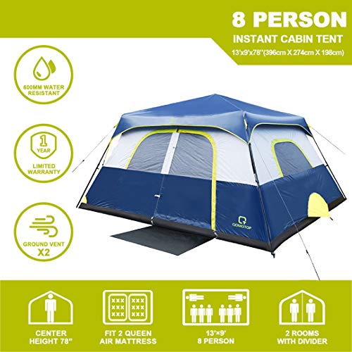 OT QOMOTOP Tents, 4 Person 60 Seconds Set Up Camping Tent, Waterproof Pop Up Tent with Top Rainfly, Instant Cabin Tent, Advanced Venting Design, Provide Gate Mat - Thumbnail 5