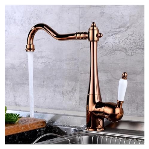 Robinet mitigeur d'évier eau chaude et froide avec bec pivotant laiton