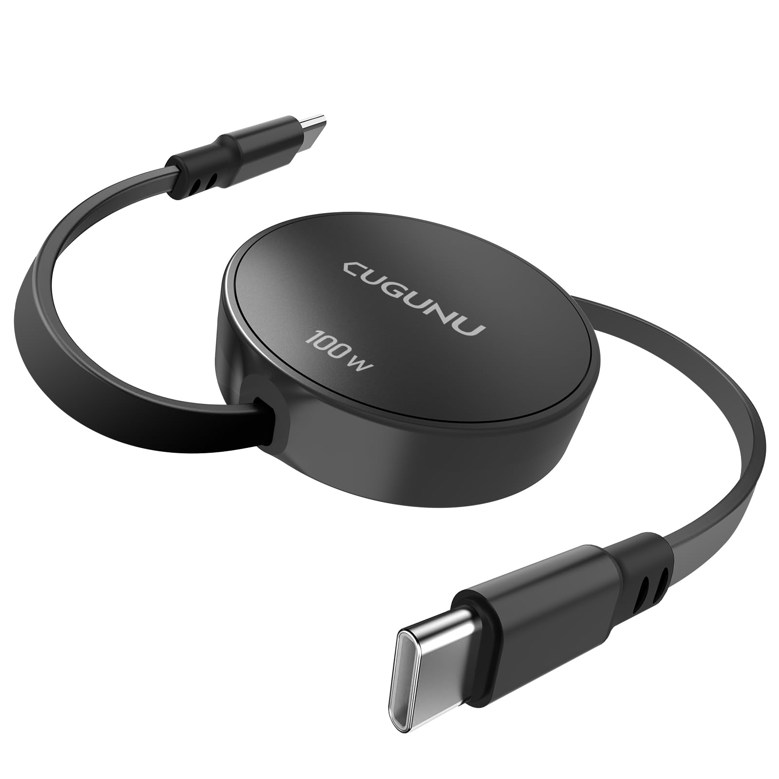 【100cm 多段調整】usb c ケーブル 巻き取り式 100W まきとり充電ケーブル c PD 高速データ転送 E-Marker 軽い 両引き 持ち運び便利 部屋収納 iphone17/16/15/シリーズ スマホ/PC/タブレットなどType-C対応
