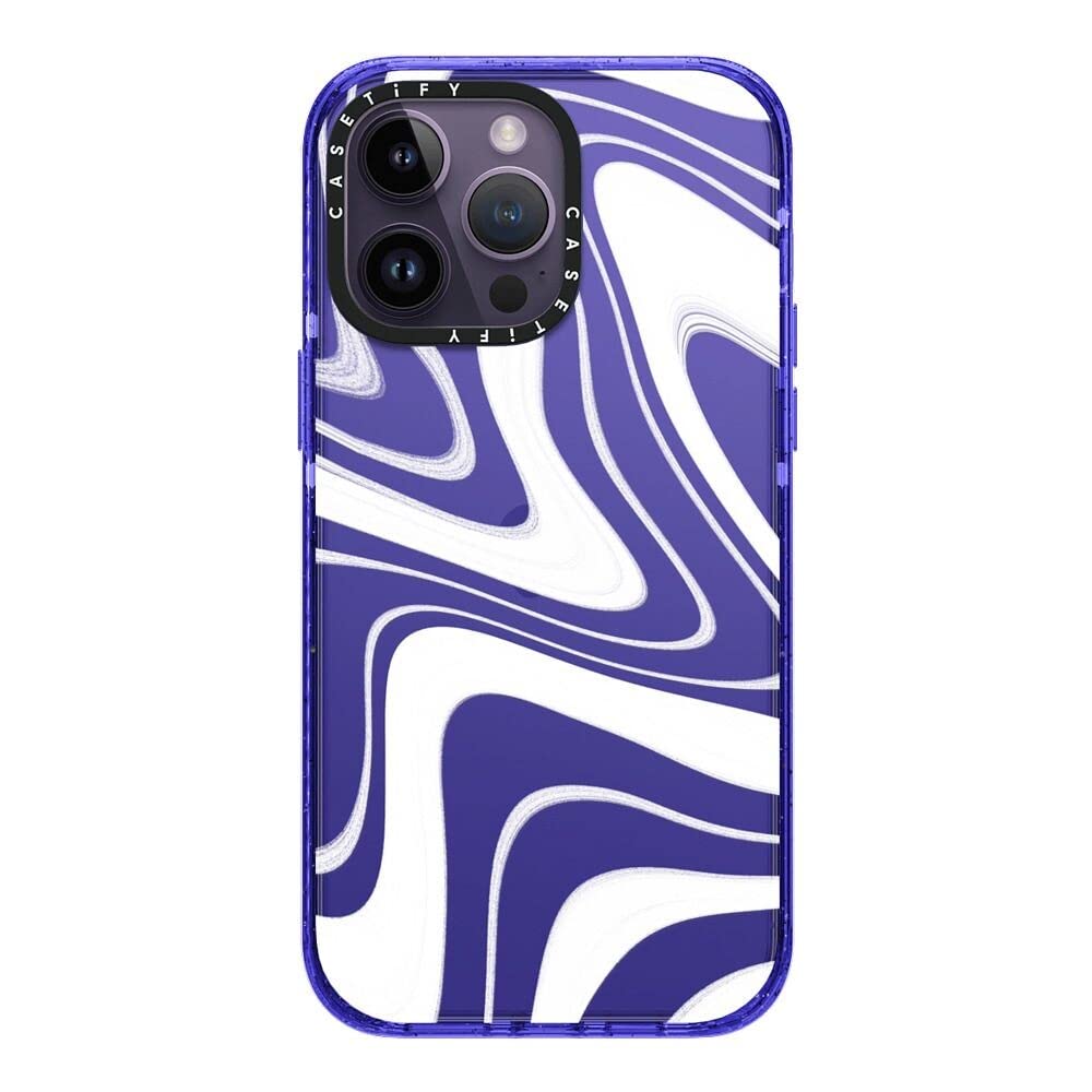 CASETiFY Impact iPhone 14 Pro Max Case [4X Military Grade Drop Tested / 8.2ft Drop Protection] - Frosted Swirls - Peri Purple