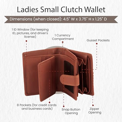 Style N Craft Full-Grain Leather Clutch Wallet for Women, RFID-Protected with Multiple Card Holders3