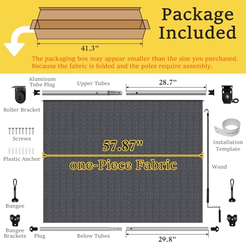 Image of 5' W x6' H Outdoor Roller Shades for Patio, Bluegrey