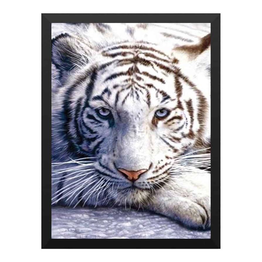 Amazon.co.jp: 壁の絵 白虎アルビノシベリア野生動物の大きな猫