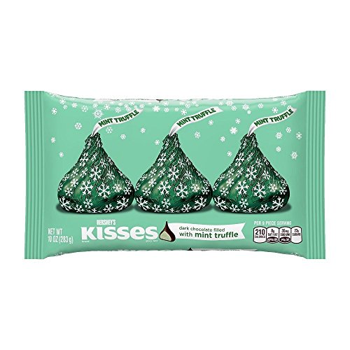 Holiday Hershey's Kisses Dark Chocolate with Mint Truffle, 10-Ounce Bag (Pack of 2)