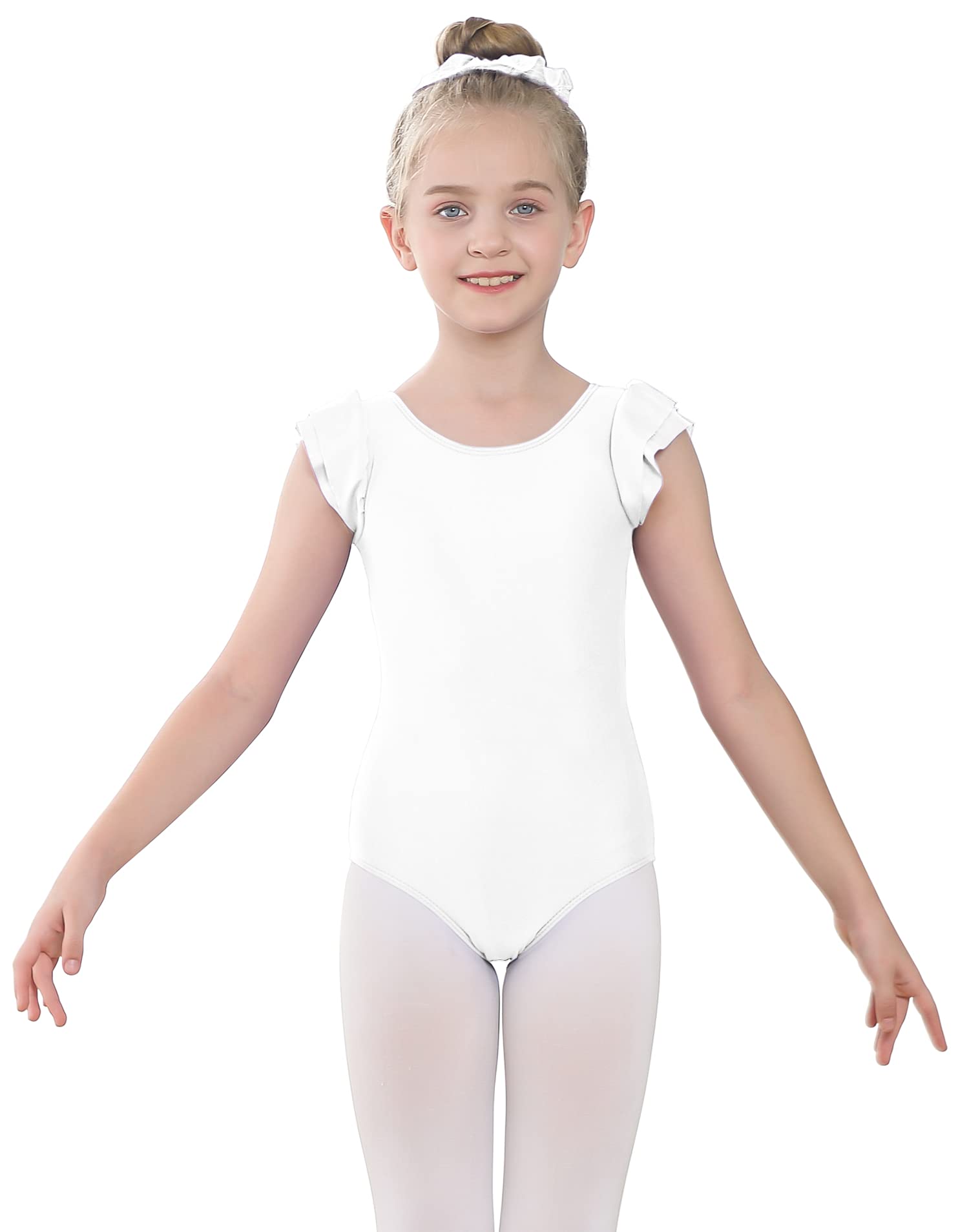 speerise Girls Short Sleeve Leotard with Ruffle for Ballet Dance