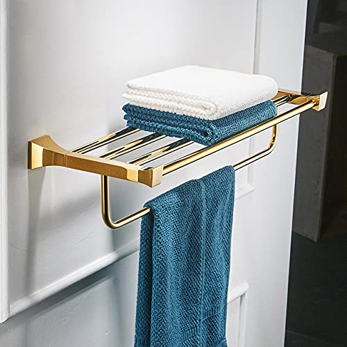 Ensemble d'accessoires de salle de bain dorés avec porte-brosse WC mural