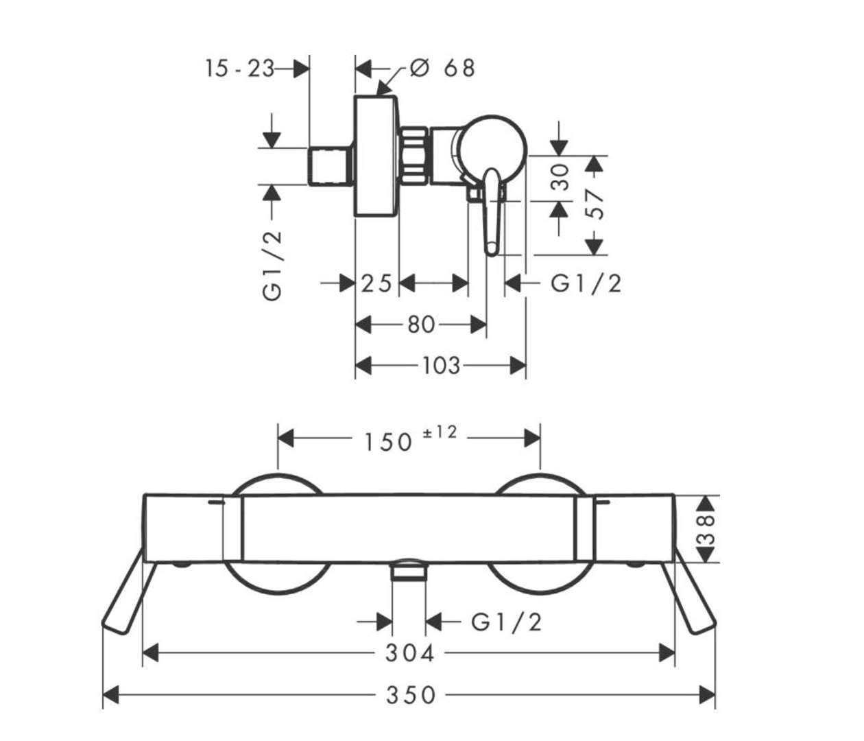 hansgrohe Ecostat Comfort Care Aufputz Duschthermostat, für 1 Funktion, extra lange Griffe, Chrom