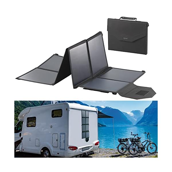 revolt Solar Faltpanel: Faltbares Solarpanel, USB-Laderegler, 8 monokrist. Solarzellen, 100 W (Faltbare Solarmodule, Mobile Solarpanels, wasserdichte Taschen) – Bild 5