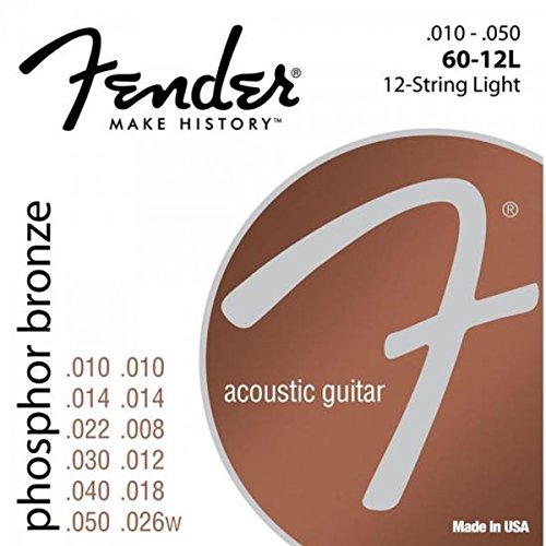 Fender アコースティックギター弦 Phosphor Bronze Acoustic Guitar Strings, Ball End, 60-12L .010-.048