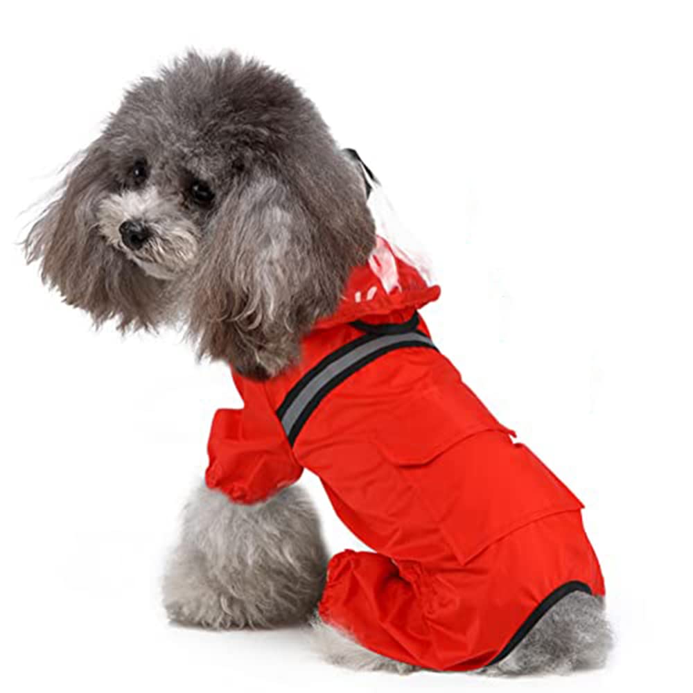 Chubasquero para Perros, Chubasquero Ligero for Perros, Chaqueta Impermeable con Bolsillo for Cachorros, Ideal for pequeños y medianos(Red,XL)