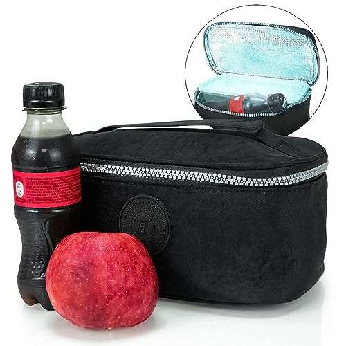 Bolsa Termica Marmita Feminina Masculina Fitness Pequena Marmiteira Lancheira Infantil Adulto 2,2L Para Lanches Garrafinha Camping Praia Viagem Academia Freezer Passeio Escola (Preto)