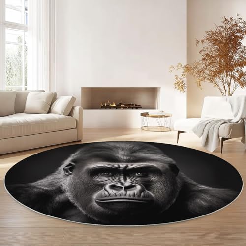 Tapis salon rond chimpanzé lavable machine moquette chambre - 4