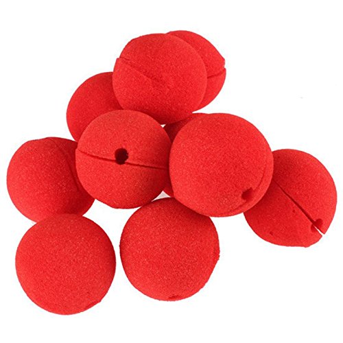 Vaorwne 10Pcs Adorable Boule Rouge éPonge Nez de Clown pour la DéCoration de Mariage de FêTe de No？L Costume d'halloween Robe Magique Accessoires Cover