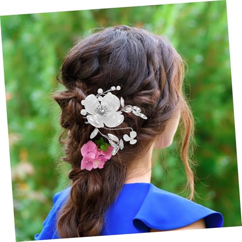 Épingle à cheveux mariage fleur blanche de qualité pour coiffure mariée - 4