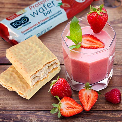 Novo Nutrition Protein Wafer Bars | High Protein Bar, 12g Protein | Protein Bar Alternative | Suitable for Vegetarians | Pack of 12 x 40g (Strawberries & Cream) - Image 7