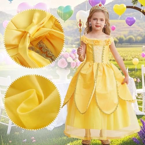 Disfraz completo de princesa amarillo para niñas miniatura 5