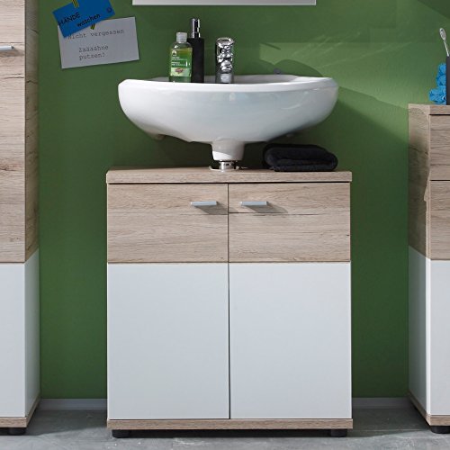 trendteam CS30191 Bad Waschbeckenunterschrank | In Sanremo Eiche und Weiss | 60 x 65 x 35 cm - 1316-301-91 trendteam CS30191 Bad Waschbeckenunterschrank | In Sanremo Eiche und Weiss | 60 x 65 x 35 cm
