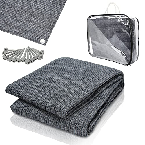 Ansobea Tapis Camping 2,5 x 2,5 m - avec 12 Trous, 13 piquets et Sac de Transport - en polyéthylène Haute densité - Respirant, antidérapant - Gris Bleu…