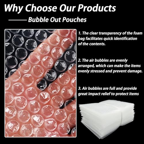 12X14 Inch Bubble Out Bags, 50Pcs Bubble Pouches Warp,Clear Bubble Cushioning Wrap, Double Walled Packing Supplies for Storage, Shipping, Moving, Transporting and Packing - Thumbnail 7