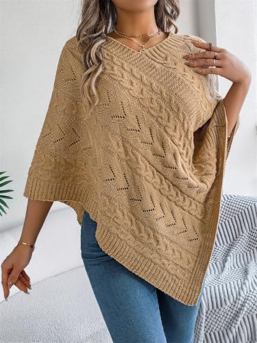 Jersey poncho mujer oversize contra el frío con diseño elegante 3