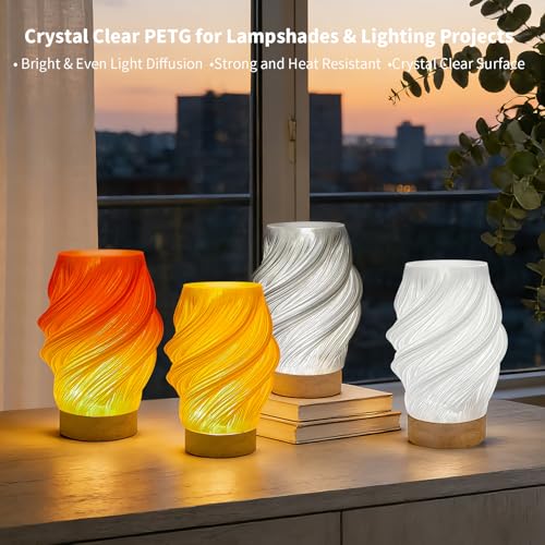 Image of IEMAI Clear PETG Filament 1.75mm 1kg, Glossy Transparent Finish 3D Printer Filament Up to 600mm /s High-Speed Printing for Lampshades, Home Decor & DIY Models