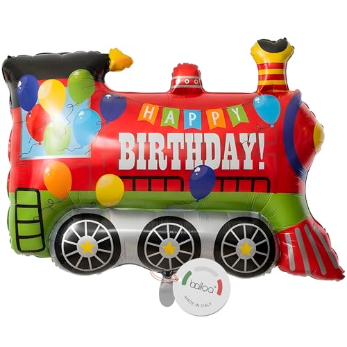 balloa Globo de aluminio XXL Happy Birthday Locomotora, diseño de helio, diseño de tren de helio, globo de aire, decoración de cumpleaños infantil, decoración de cumpleaños, decoración de fiesta