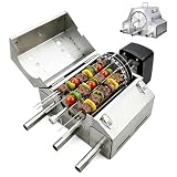 Automatischer Drehgrill, elektrischer rotierender Drehspießgrill mit 360°-Tumble-Korb, doppelter Stromversorgung,rauchfreier Holzkohlegrill aus Edelstahl for den Hinterhof(20Skewers)