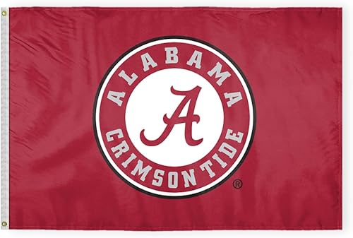 Miniatura 2 de Banderas redondas con logotipo de Alabama University Football Crimson Tide Round A, poliéster impreso de doble cara de 12 x 18 pulgadas con ojales