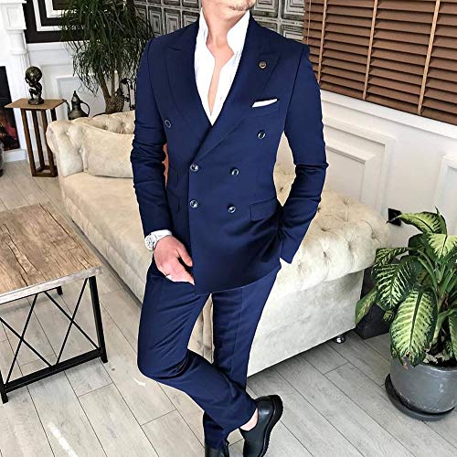 Men's Suit 2 Pieces Slim Fit Formal Double Breasted Wedding Suit Sets Blazer for Groomsmen4