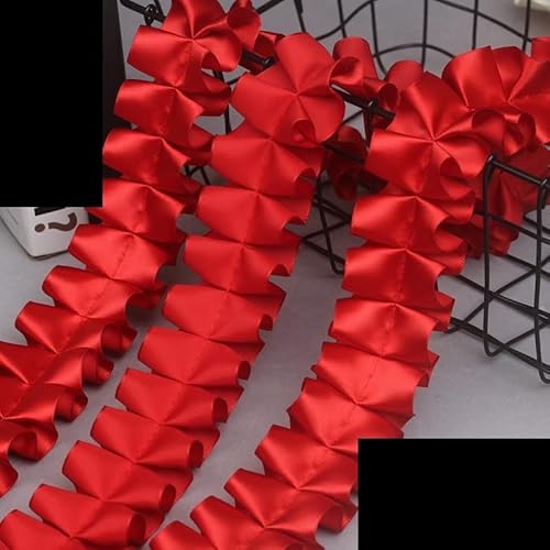 10Yard 5Cm Red Pink White Black Satin Lace 3D Pleated Lace Trim Ruffle Lace Fabric Skirt Garments Accessories (Color : Black, Size : 10Yards) #TOP3