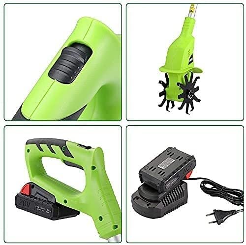 Rototiller inalámbrico con mango ajustable eléctrico portátil para huerto 3