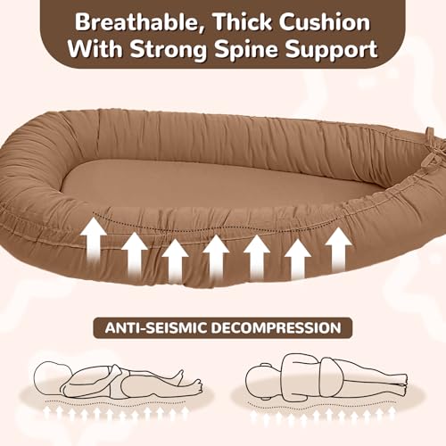 Image of EAQ Baby Lounger, Infant Lounger for Newborn,Portable Baby Nest Cover Breathable & Soft, Newborn Essentials