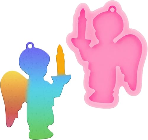 Molde de resina de silicona con forma de ángel llavero de resina para hacer joyas y colgantes regalo ideal para hacer collares manualidades