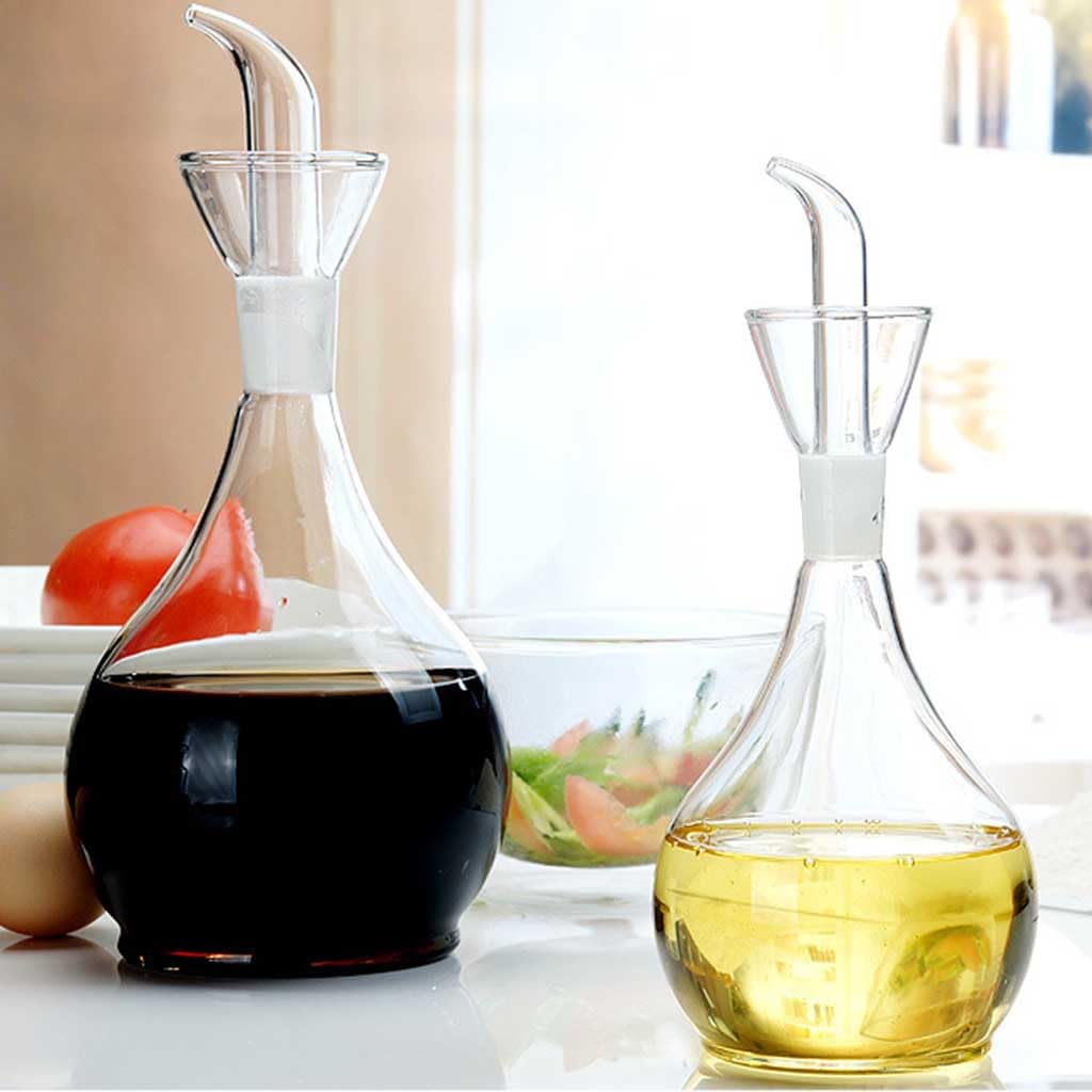 Botella de Vidrio dispensador de Aceite y vinagre, Dispensador de Aceite y vinagre de Vidrio borosilicato antigoteo (400 ml y 850 ml)(400ML)