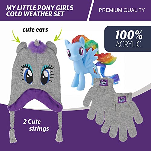 My Little Pony Unicorn Girls Beanie Winter Hat And Gloves Cold Weather Set, Age 4-7 #TOP2