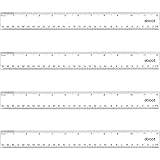 eBoot 4 Pack 12 Inches Clear Plastic Ruler Straight Ruler Plastic Measuring Tool for Student School Office